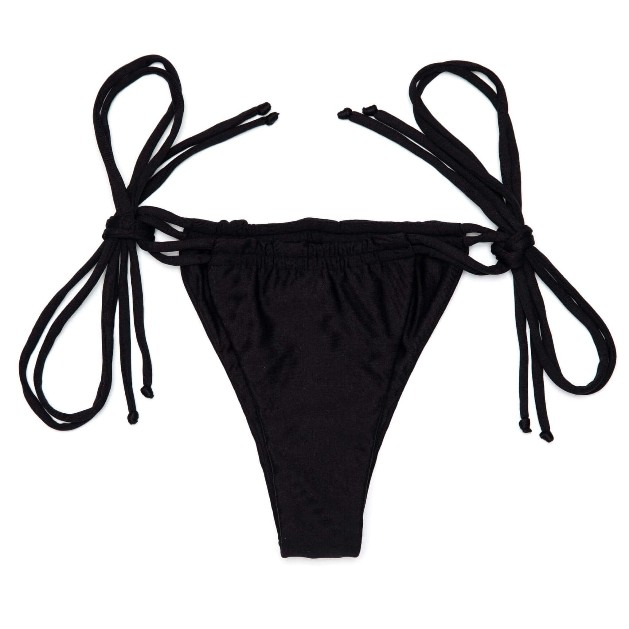 Black Jolie Bottom | Tie Side Minimal Bikini Bottom – Midori Bikinis